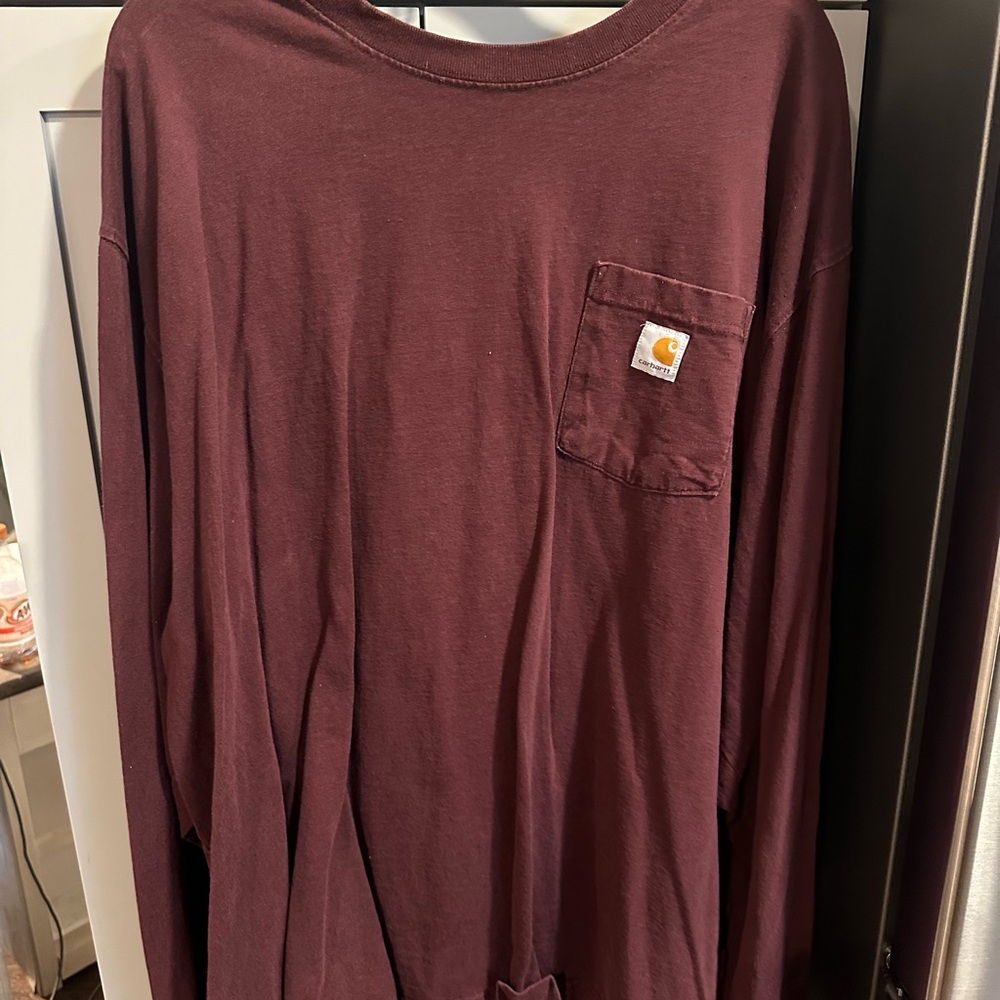 Carhartt Maroon Long Sleeve T Shirt 3XLG Work or Casual Very Comfortable